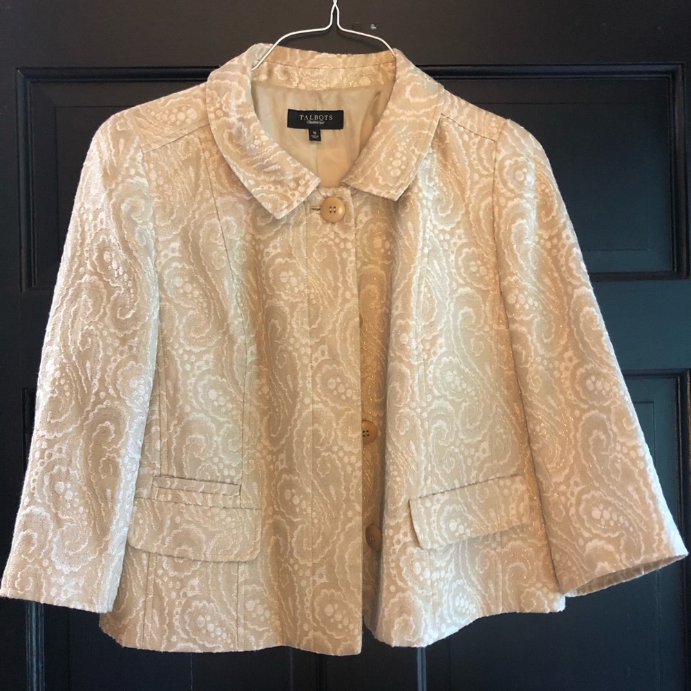 Gold brocade Talbots paisley swing coat